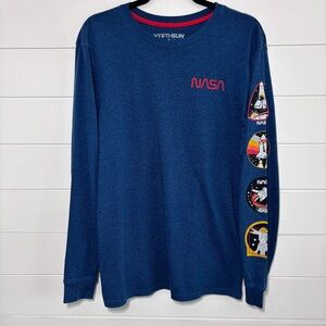 Fifth Sun Nasa Long Sleeve Shirt Blue Mens Size M‎ Spaceship Astronaut